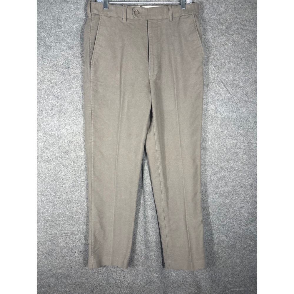 Peter Christian Mens Moleskin Brown Cotton Flat Front Trousers MT20 34x34